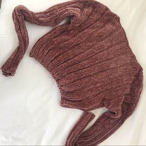 Deep Mauve Chenille Cropped Sweater